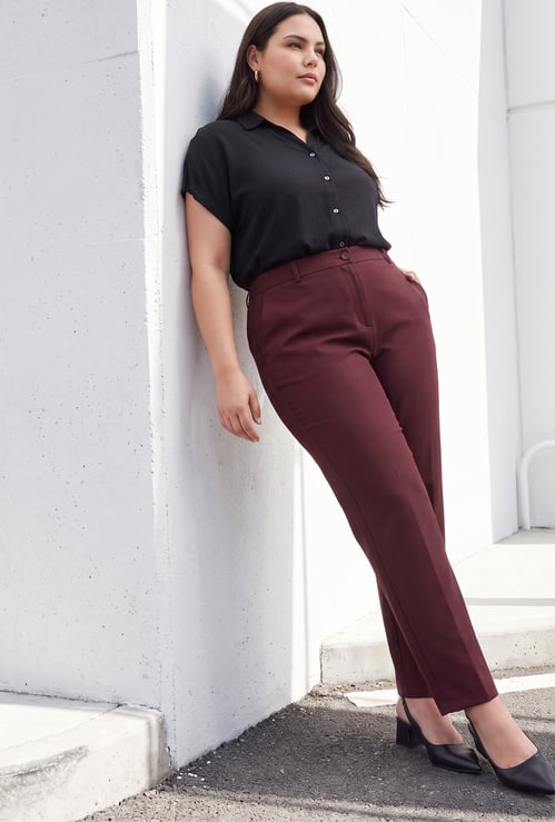 NEXUS Solid Straight Fit Trousers