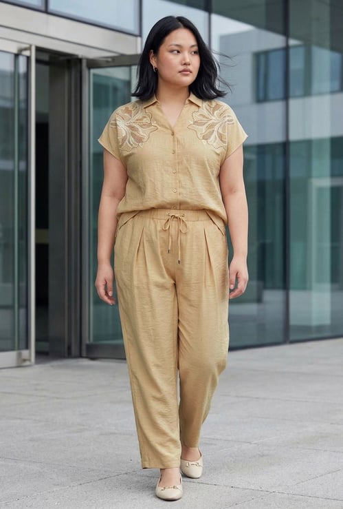 NEXUS Embroidered Button-Down Top