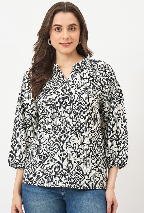 MADAME Floral Print Buttoned Tunic
