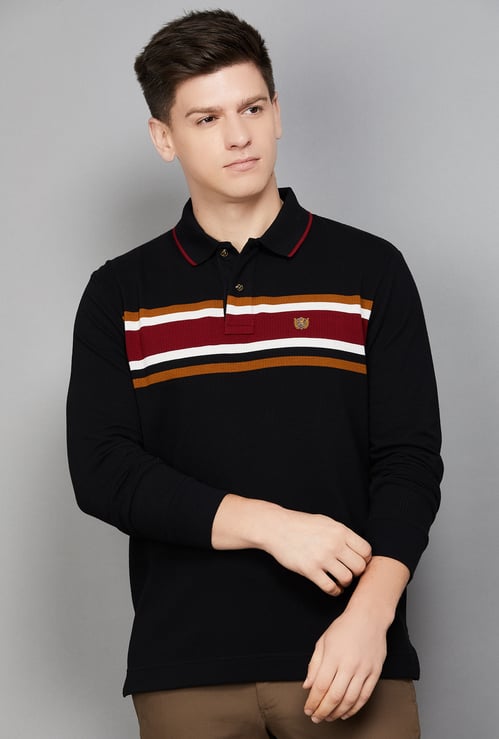FAHRENHEIT Striped Polo T-shirt
