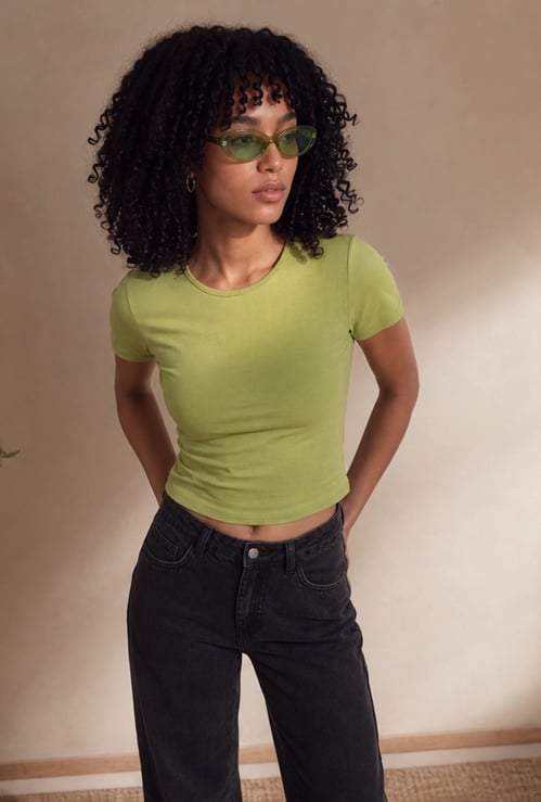 GINGER Solid Crop T-shirt