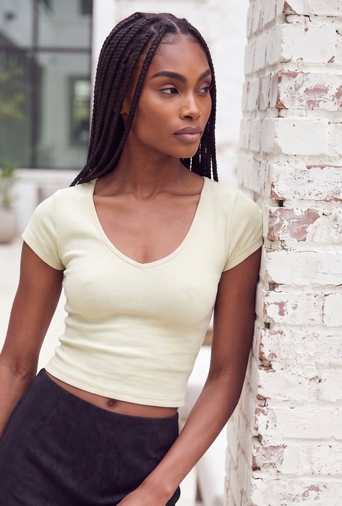 GINGER Knitted Crop T-shirt