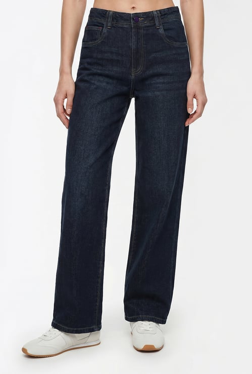 KRAUS Solid Wide Leg Jeans