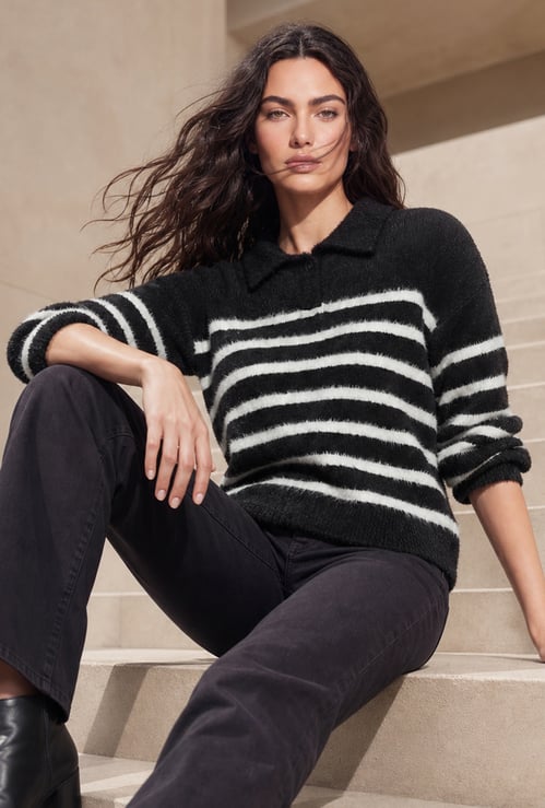 FAME FOREVER Striped Sweater