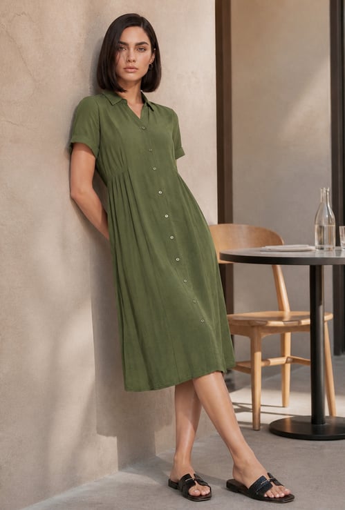 FAME FOREVER Solid Midi Dress