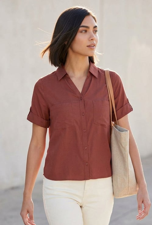 FAME FOREVER Solid Collared Shirt