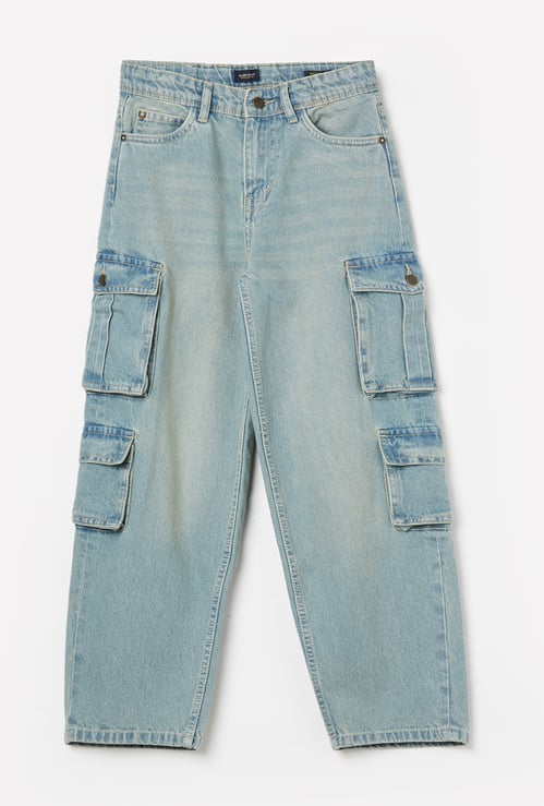 ALLEN SOLLY Boys Light Wash Comfort Fit Jeans