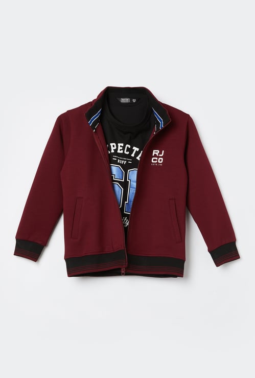 RUFF KIDS Boys Printed Jacket with T-shirt