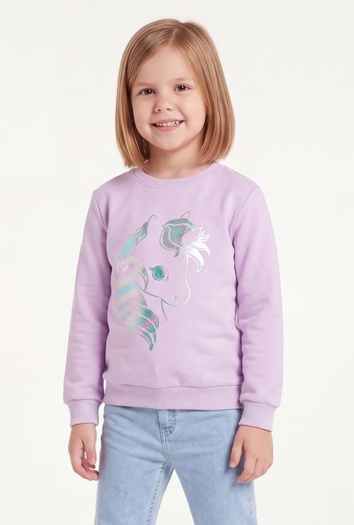 FAME FOREVER Girls Metallic Print Sweatshirt