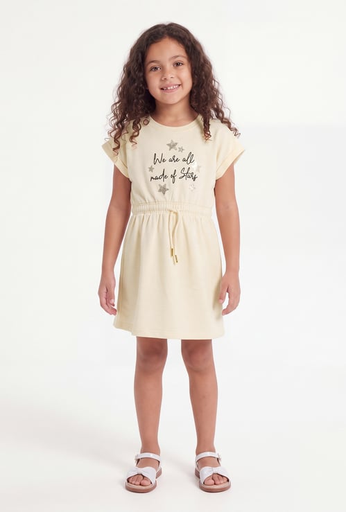 FAME FOREVER Girls Embroidered Sequence A-line Dress