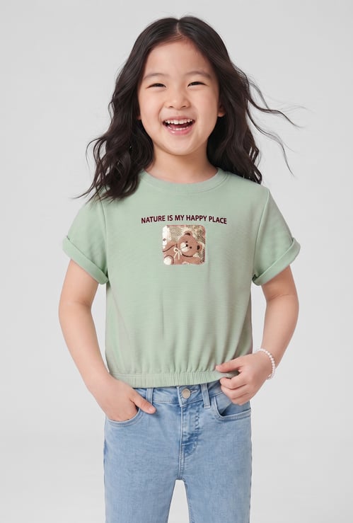 FAME FOREVER Girls Teddy Graphic T-shirt