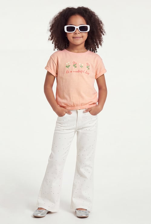 FAME FOREVER Girls Embroidered T-shirt