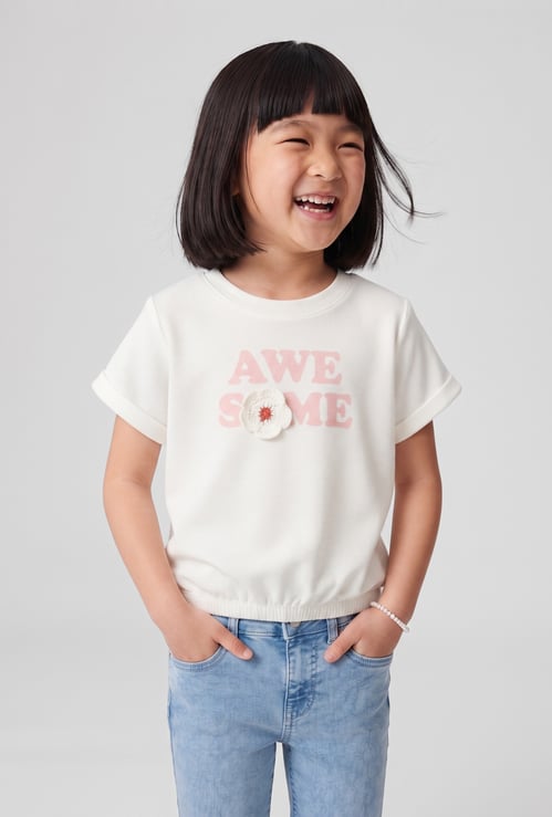 FAME FOREVER Girls Typographic Print T-shirt