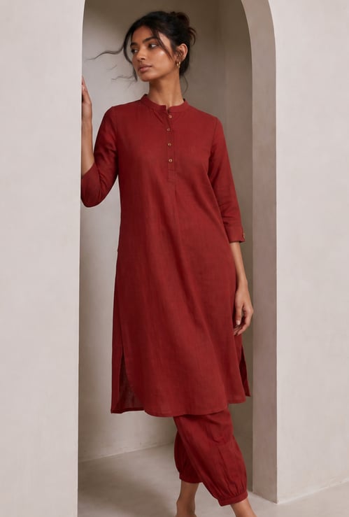 MELANGE Solid Straight Kurta Set