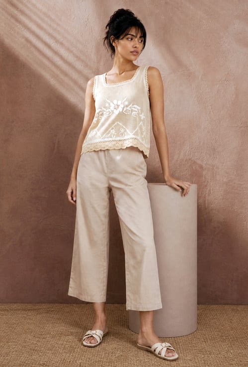 COLOUR ME Solid Straight Pants