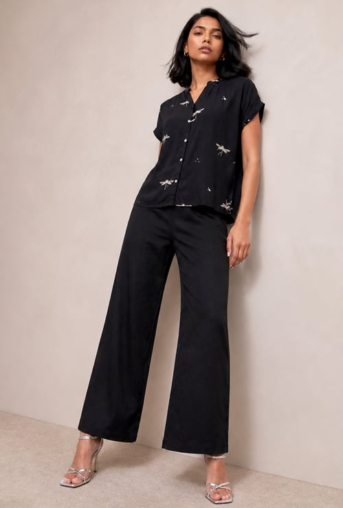 COLOUR ME Solid Straight Pants