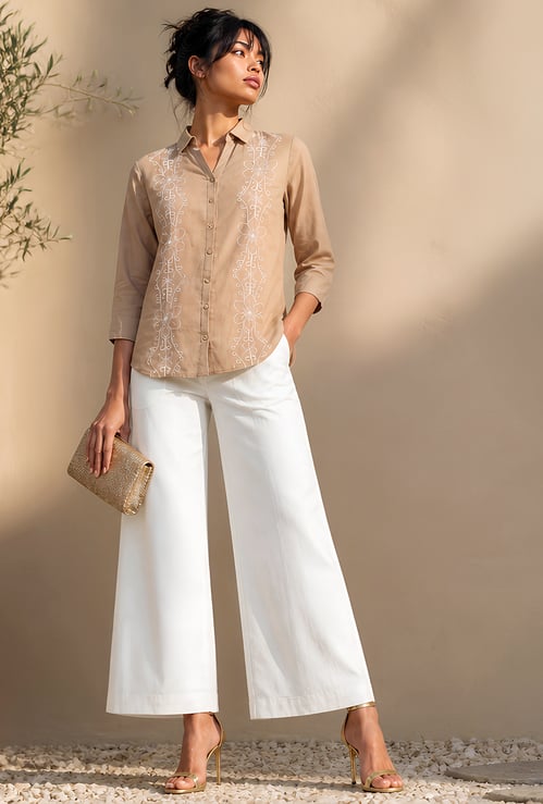 COLOUR ME Solid Straight Pants