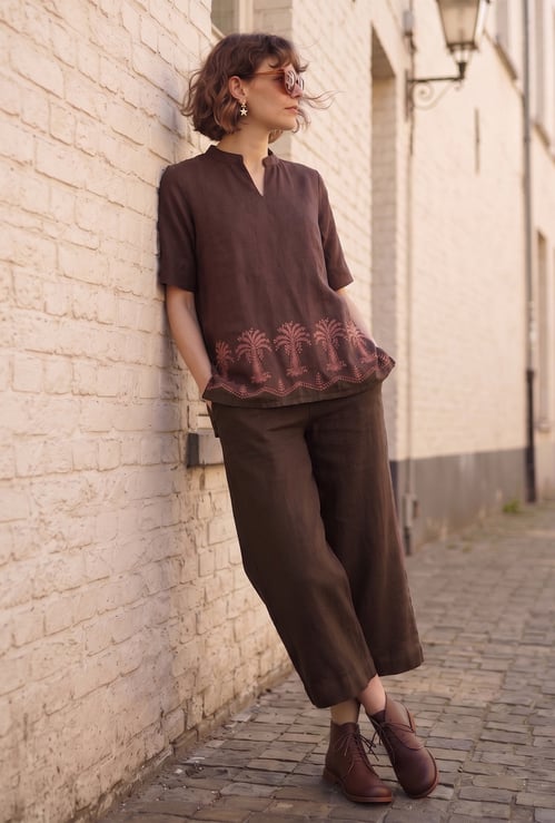 MELANGE Solid Straight Pants
