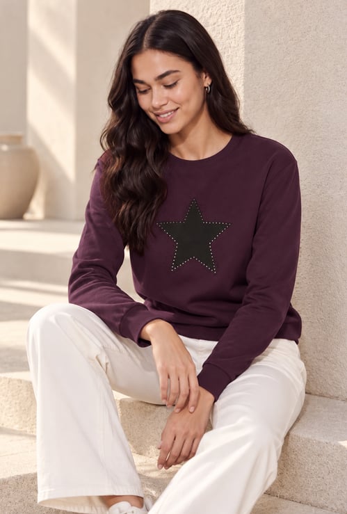 FAME FOREVER Star Embellished Sweatshirt