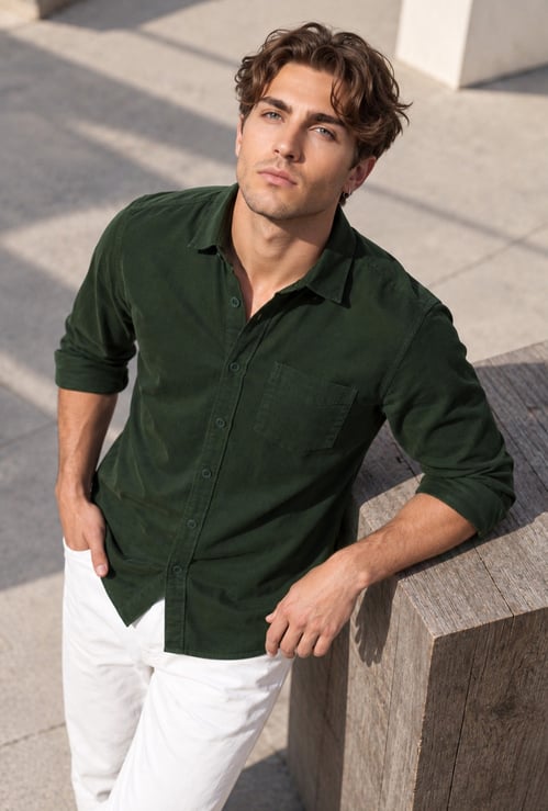 CODE Regular Fit Corduroy Shirt