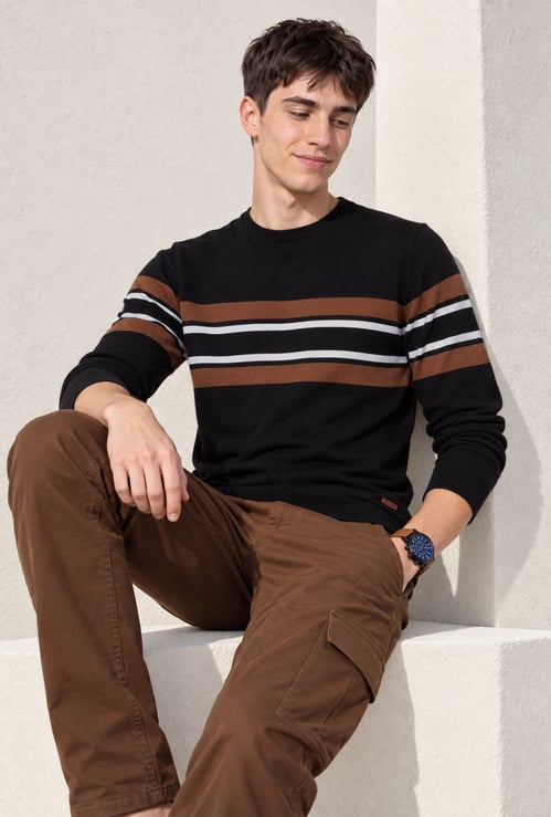 FAME FOREVER Striped Pullover Sweater