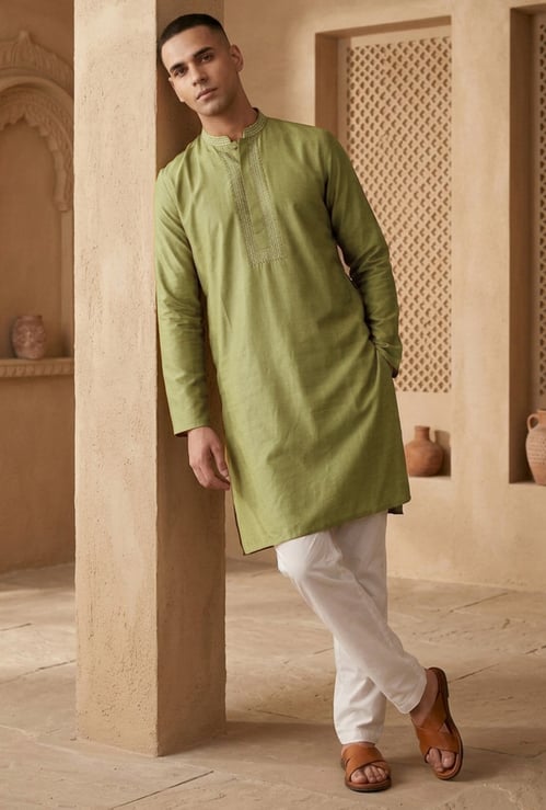 MELANGE Textured Straight Kurta