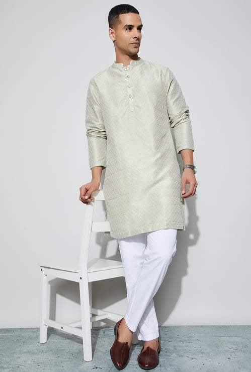 MELANGE Woven Calf Length Kurta