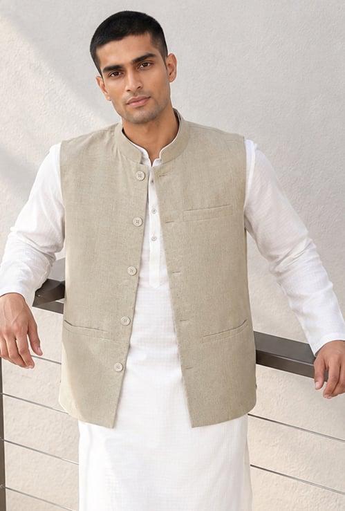 MELANGE Solid Nehru Jacket