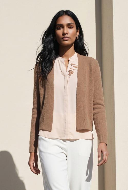 CODE Knitted Front Open Cardigan
