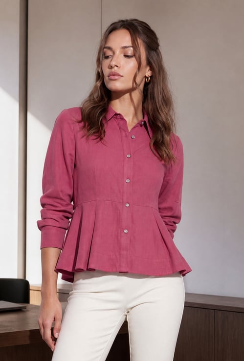 CODE Solid Peplum Shirt