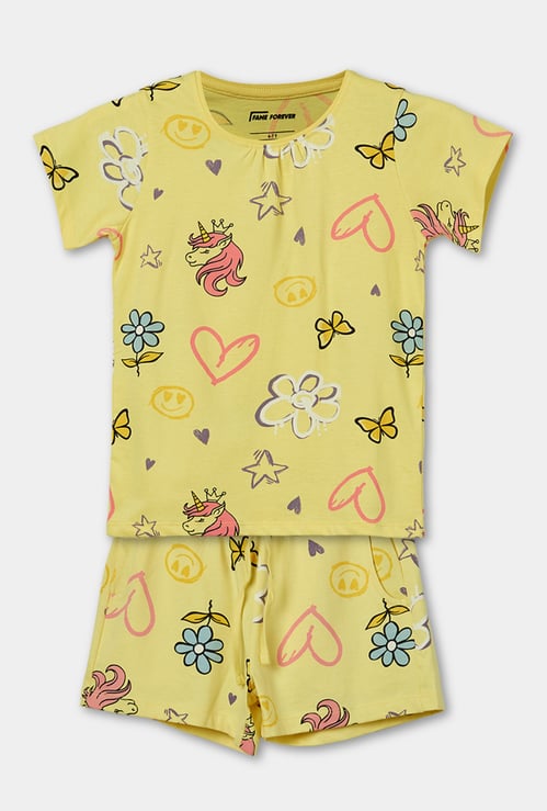 FAME FOREVER Girls Printed T-shirt with Shorts
