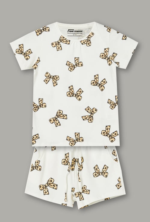 FAME FOREVER Girls Print T-shirt with Shorts Set
