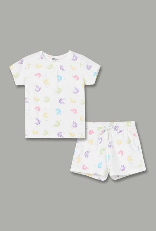 FAME FOREVER Girls Printed Top with Shorts