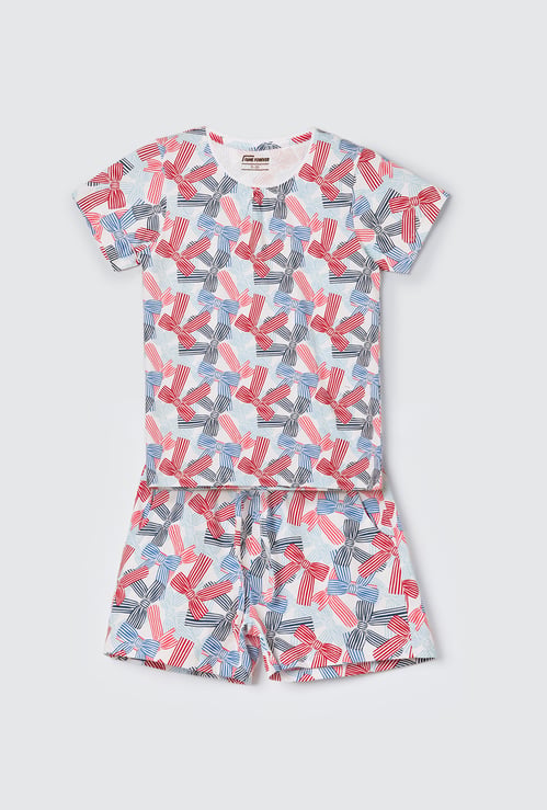 FAME FOREVER Girls Printed Top with Shorts Set