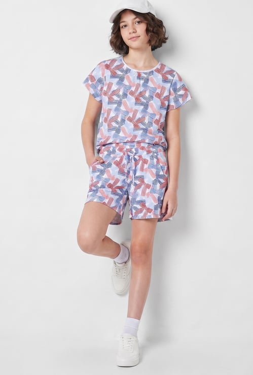 FAME FOREVER Girls Printed Top with Shorts Set