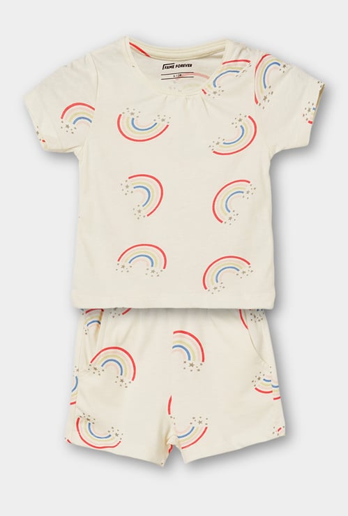 FAME FOREVER Girls Graphic T-shirt with Shorts Set