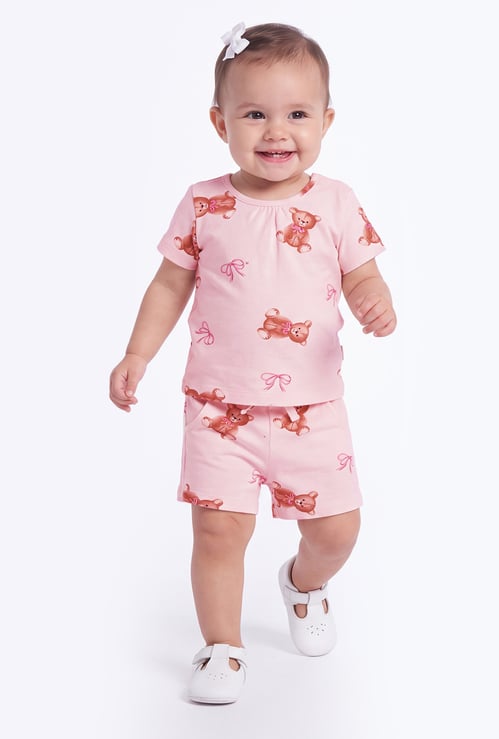 FAME FOREVER Girls Printed Top and Shorts Set