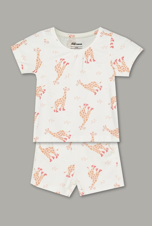 FAME FOREVER Girls Printed T-shirt with Shorts Set