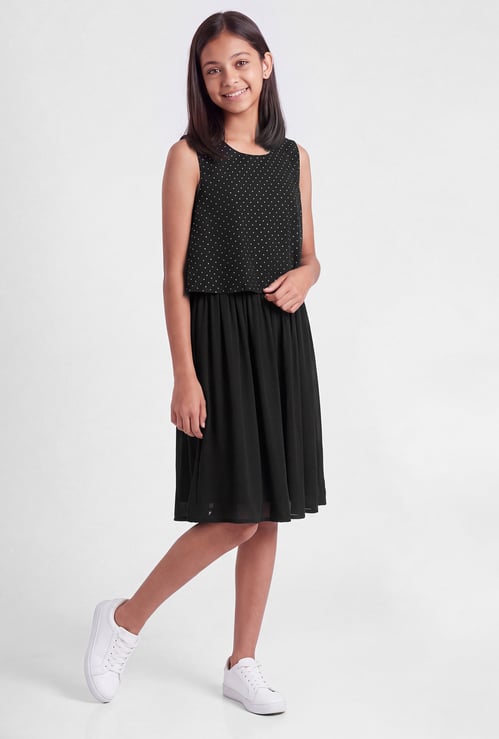 FAME FOREVER Girls Embellished Layered Dress