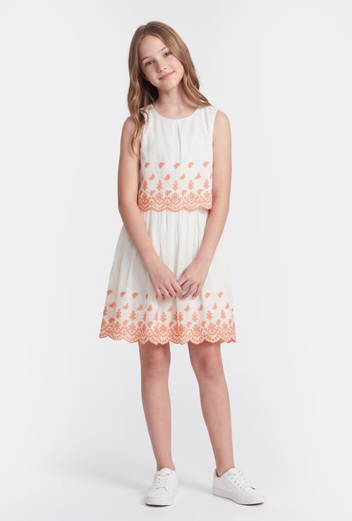 FAME FOREVER Girls Embroidered A-line Dress