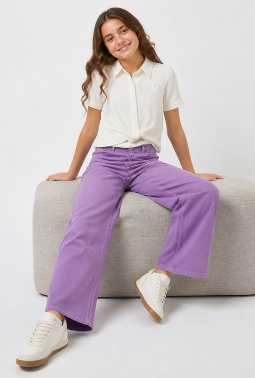 FAME FOREVER Girls Solid Mid-Rise Jeans