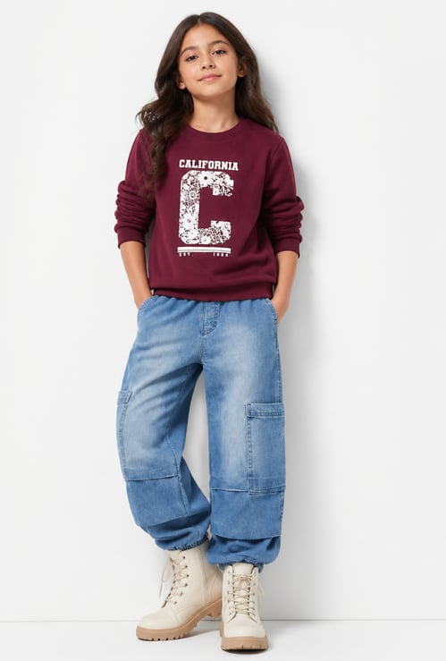 FAME FOREVER Girls Typographic Print Sweatshirt