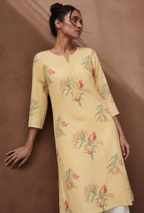 MELANGE Floral Print Straight Kurta