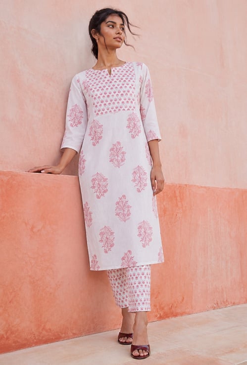 MELANGE Floral Print Straight Kurta Set