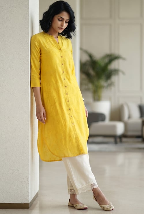 MELANGE Embroidered Button-Down Straight Kurta