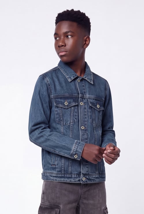 FAME FOREVER Boys Washed Denim Jacket