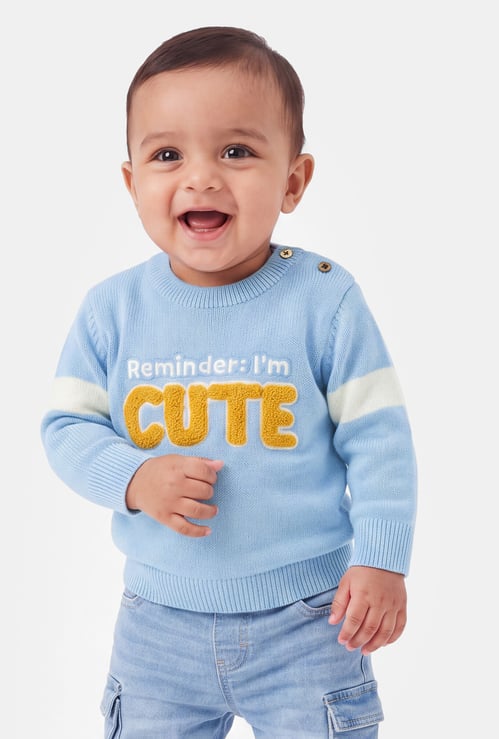 FAME FOREVER Boys Chenille Embroidered Sweater