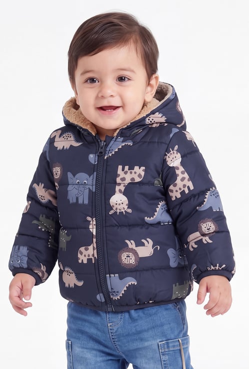 FAME FOREVER Boys Printed Hooded Puffer Jacket