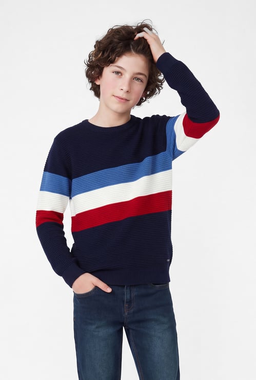 FAME FOREVER Boys Striped Sweater