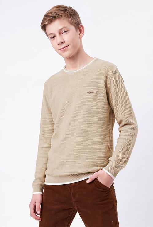 FAME FOREVER Boys Textured Pullover Sweater